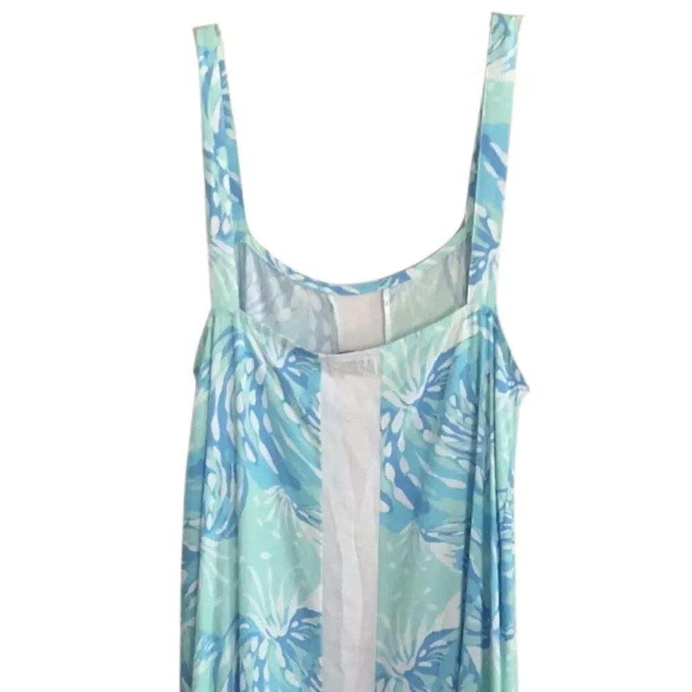 Lilibridge The Blue Tropics Midi Dress Womens S Beach Coastal Flowy Coverup NEW